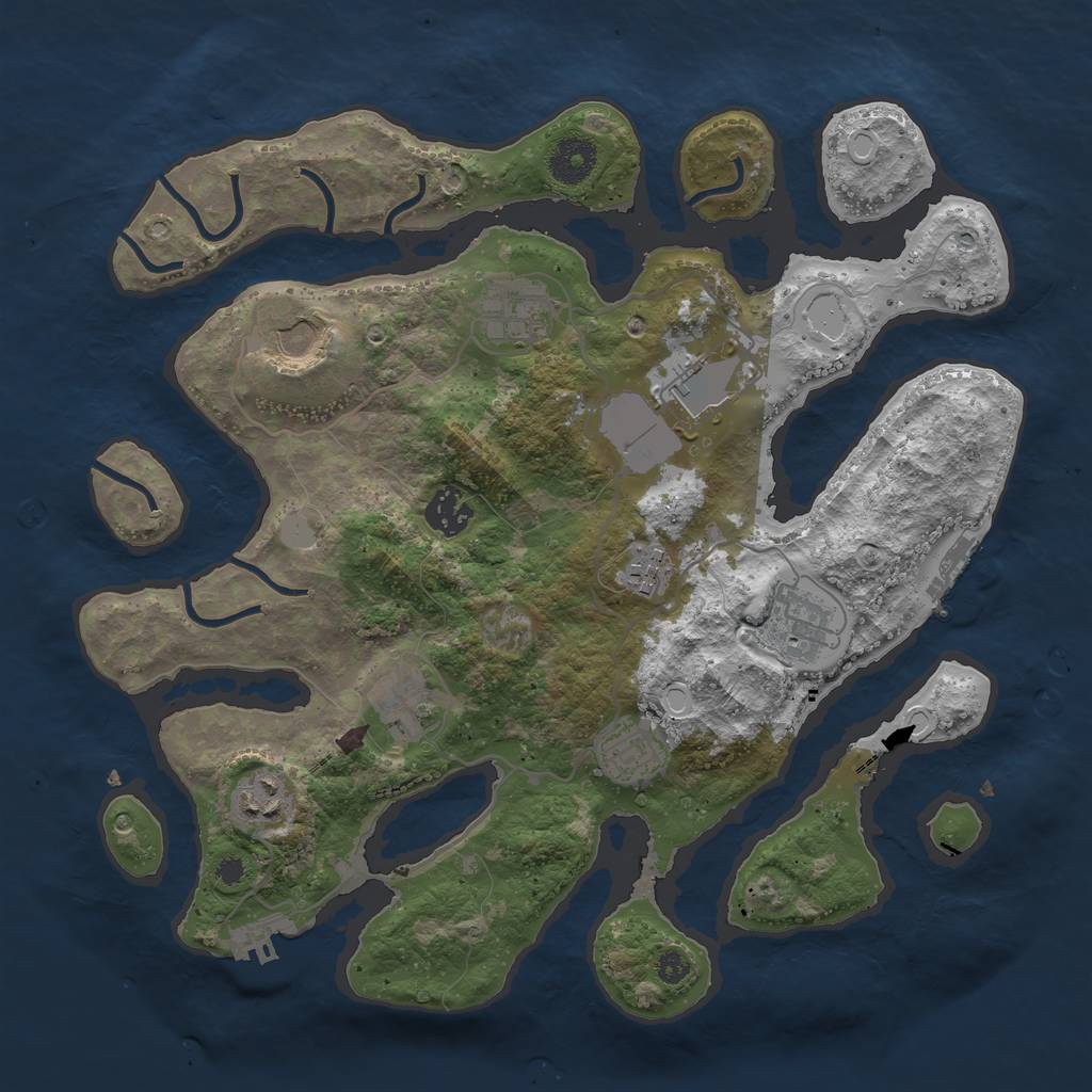 Rust Map: Procedural Map, Size: 3500, Seed: 104657644, 16 Monuments