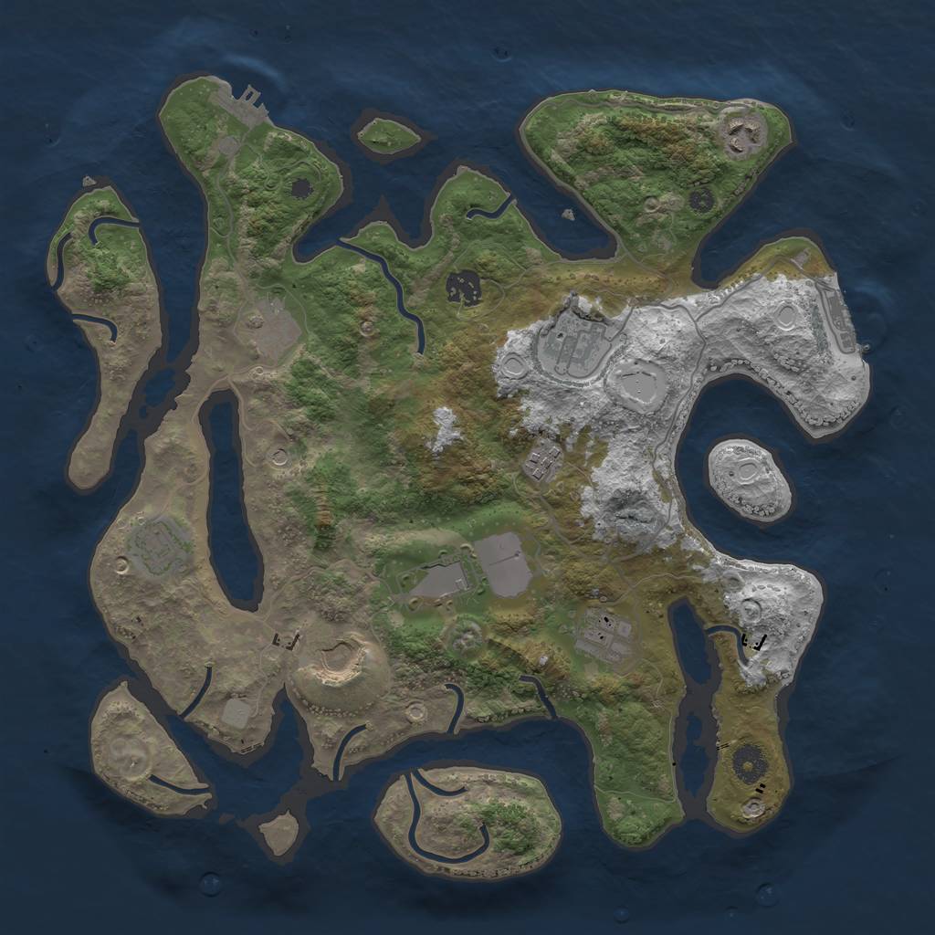 Rust Map: Procedural Map, Size: 3800, Seed: 451127156, 17 Monuments
