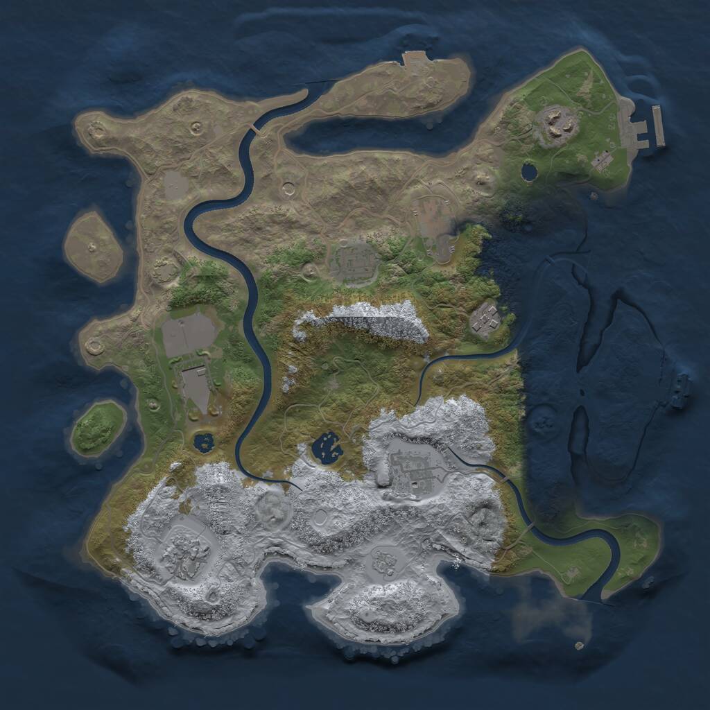Rust Map: Procedural Map, Size: 3500, Seed: 1152967476, 14 Monuments