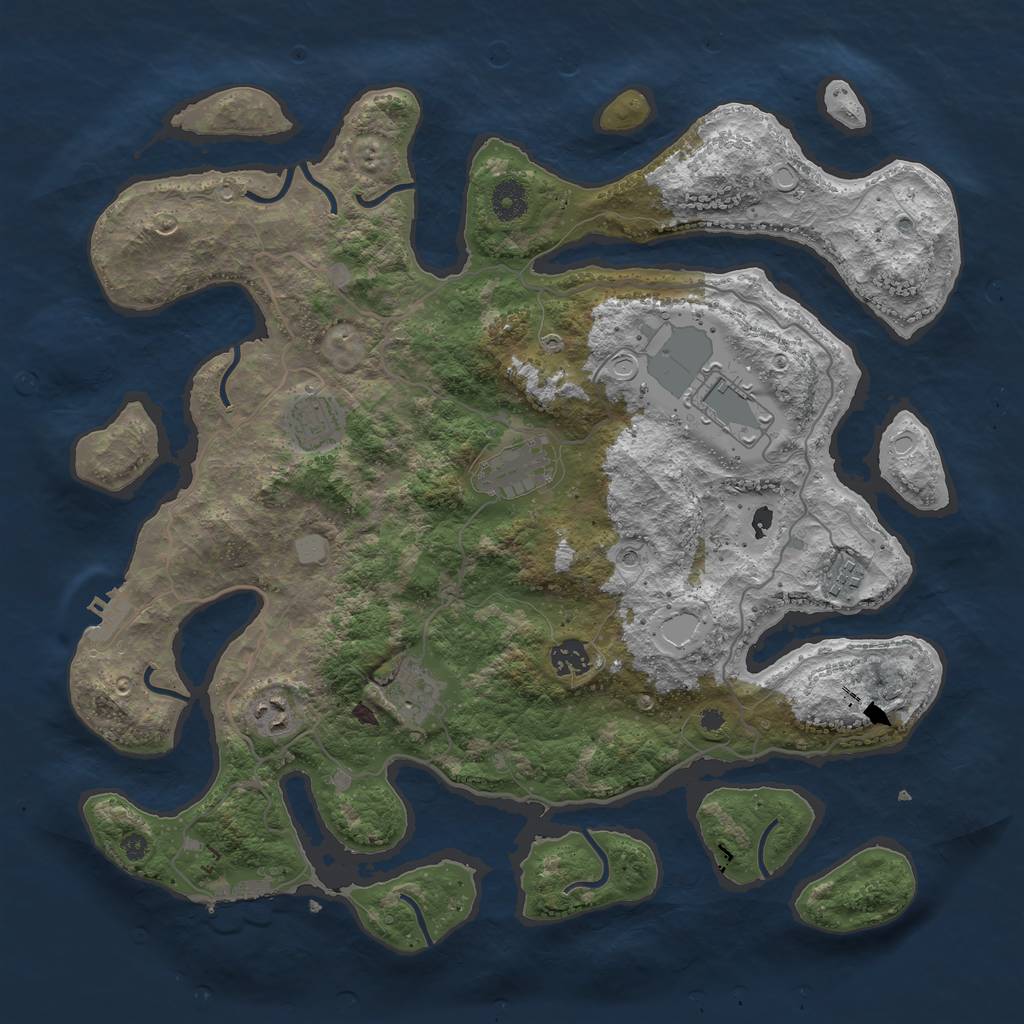 Rust Map: Procedural Map, Size: 4000, Seed: 233545443, 15 Monuments