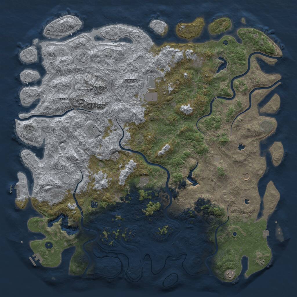 Rust Map: Procedural Map, Size: 6000, Seed: 1155100633, 17 Monuments