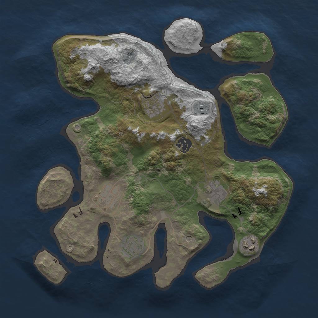 Rust Map: Barren, Size: 3200, Seed: 1254649091, 10 Monuments