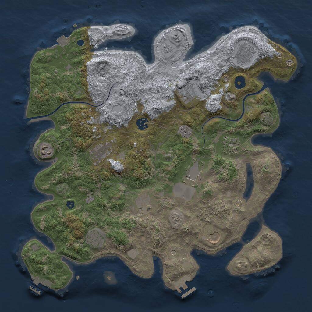 Rust Map: Procedural Map, Size: 3850, Seed: 810399386, 17 Monuments