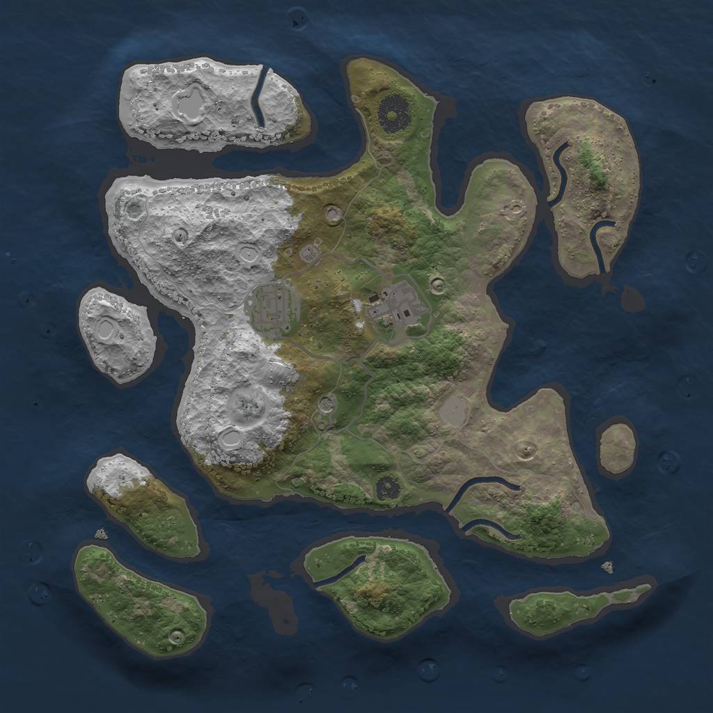Rust Map: Procedural Map, Size: 3000, Seed: 32588, 8 Monuments