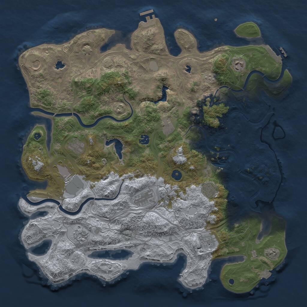 Rust Map: Procedural Map, Size: 4500, Seed: 2134060191, 17 Monuments
