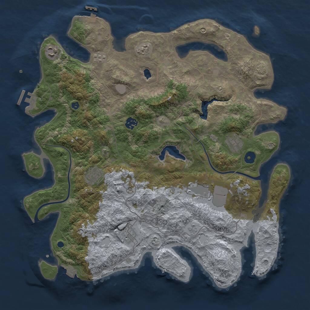 Rust Map: Procedural Map, Size: 4000, Seed: 8957483, 13 Monuments