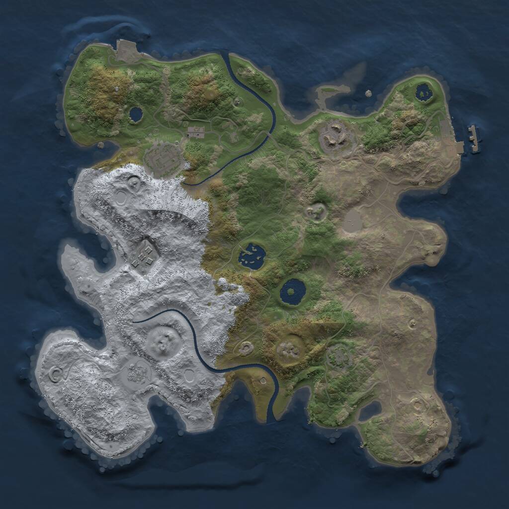 Rust Map: Procedural Map, Size: 3000, Seed: 981050, 8 Monuments