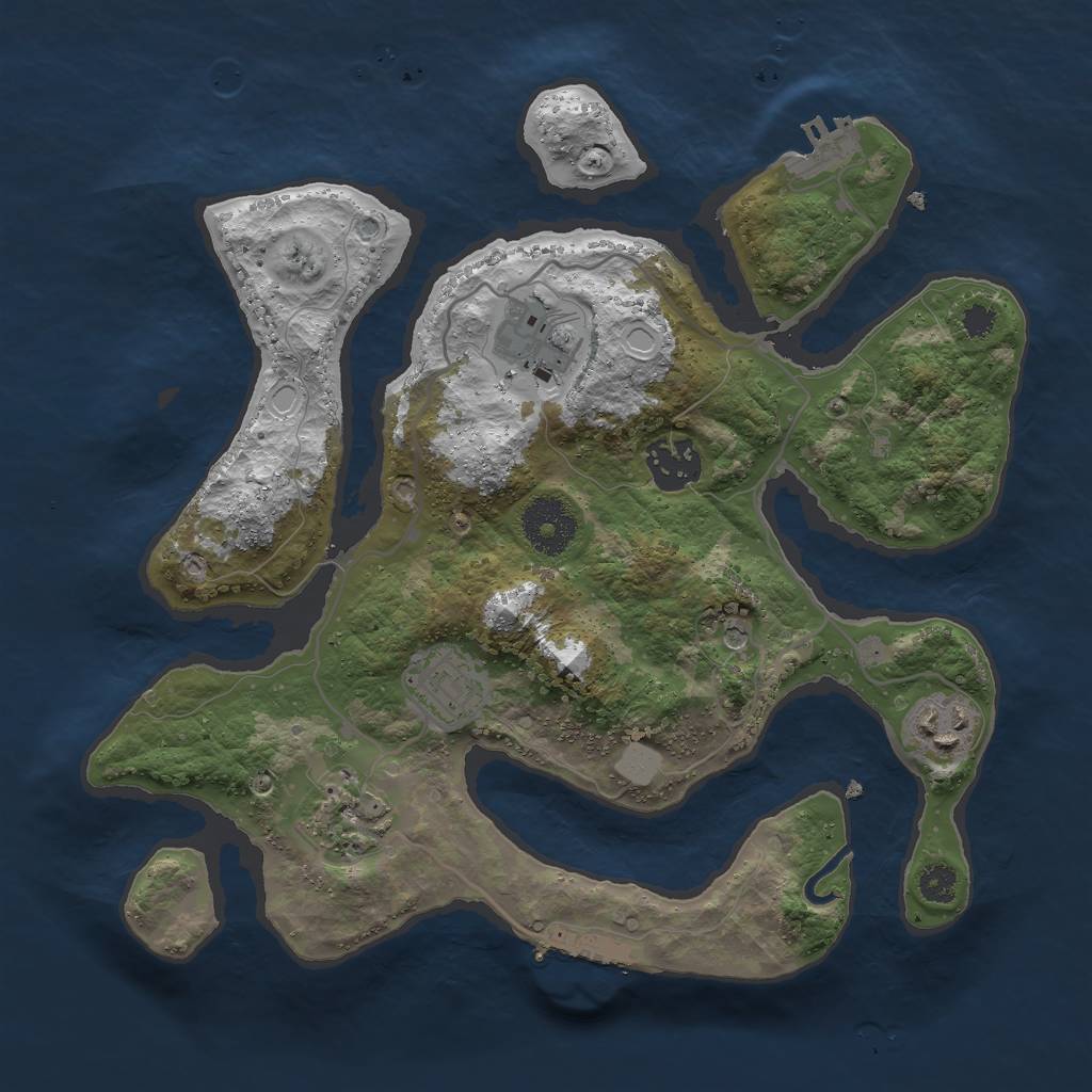 Rust Map: Procedural Map, Size: 3000, Seed: 208890954, 13 Monuments