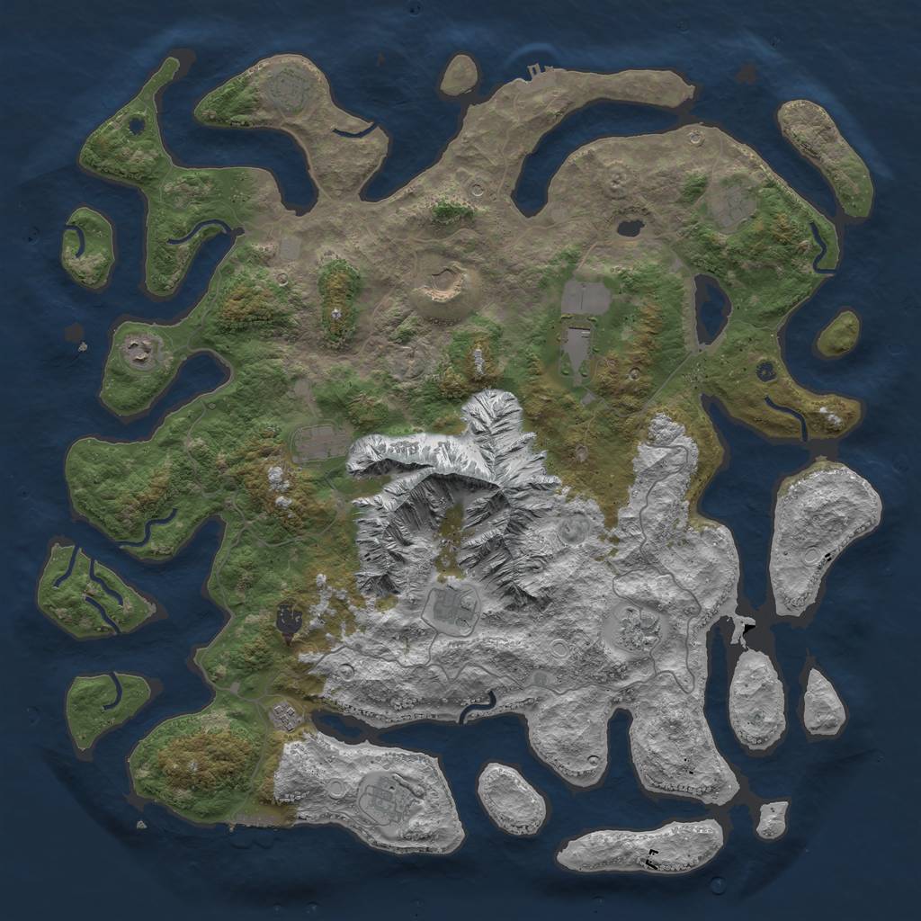 Rust Map: Procedural Map, Size: 5000, Seed: 534654, 19 Monuments