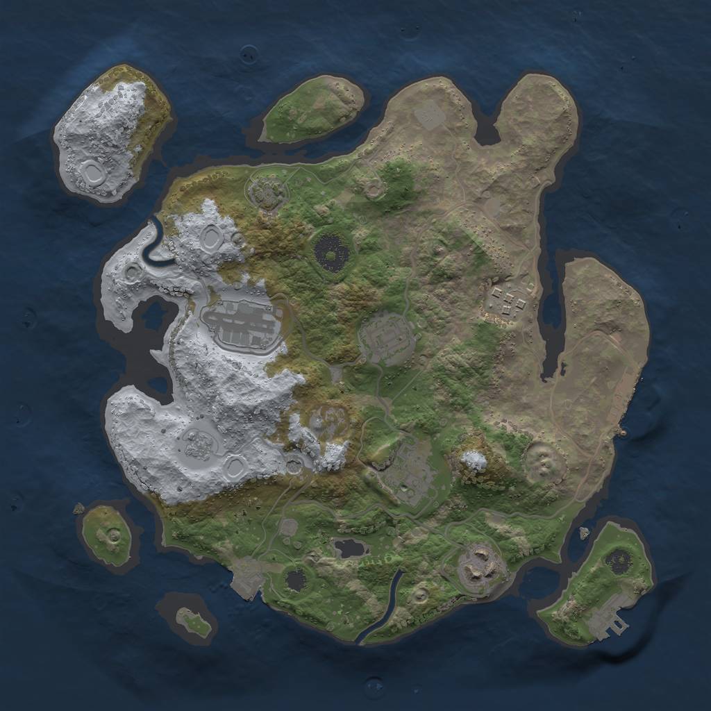 Rust Map: Procedural Map, Size: 3000, Seed: 996502, 13 Monuments
