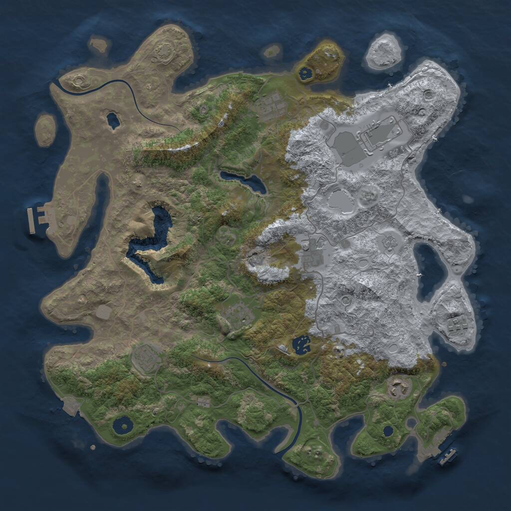 Rust Map: Procedural Map, Size: 4000, Seed: 9915, 14 Monuments