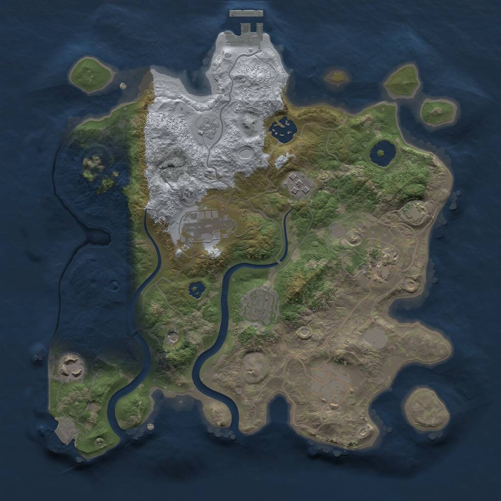 Rust Map: Procedural Map, Size: 3000, Seed: 230374, 12 Monuments