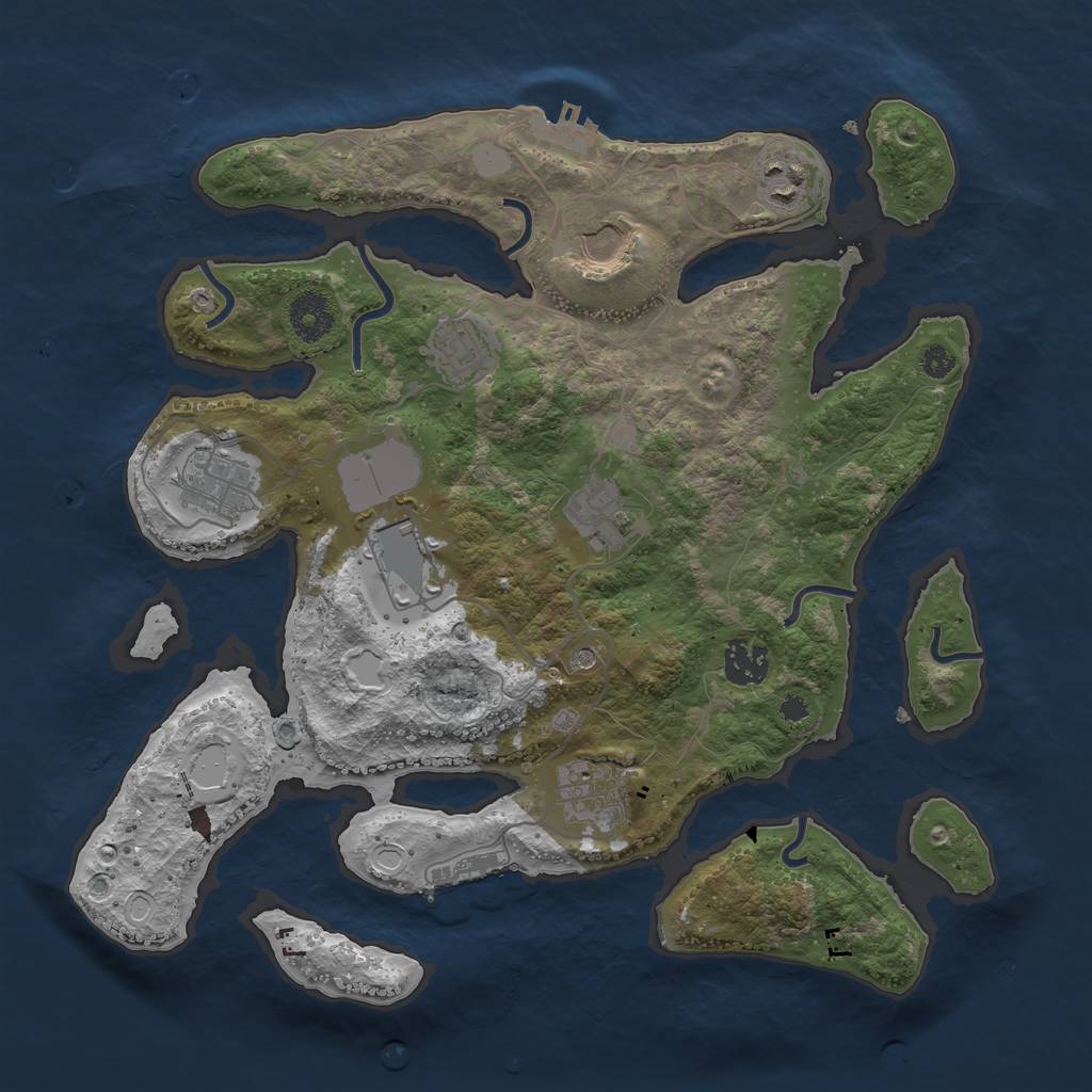 Rust Map: Procedural Map, Size: 3500, Seed: 1633, 16 Monuments