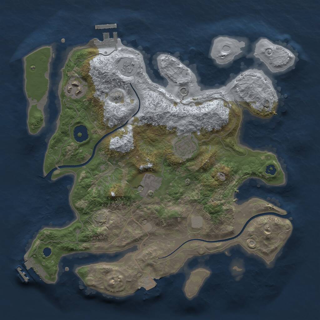 Rust Map: Procedural Map, Size: 3000, Seed: 2429846, 9 Monuments