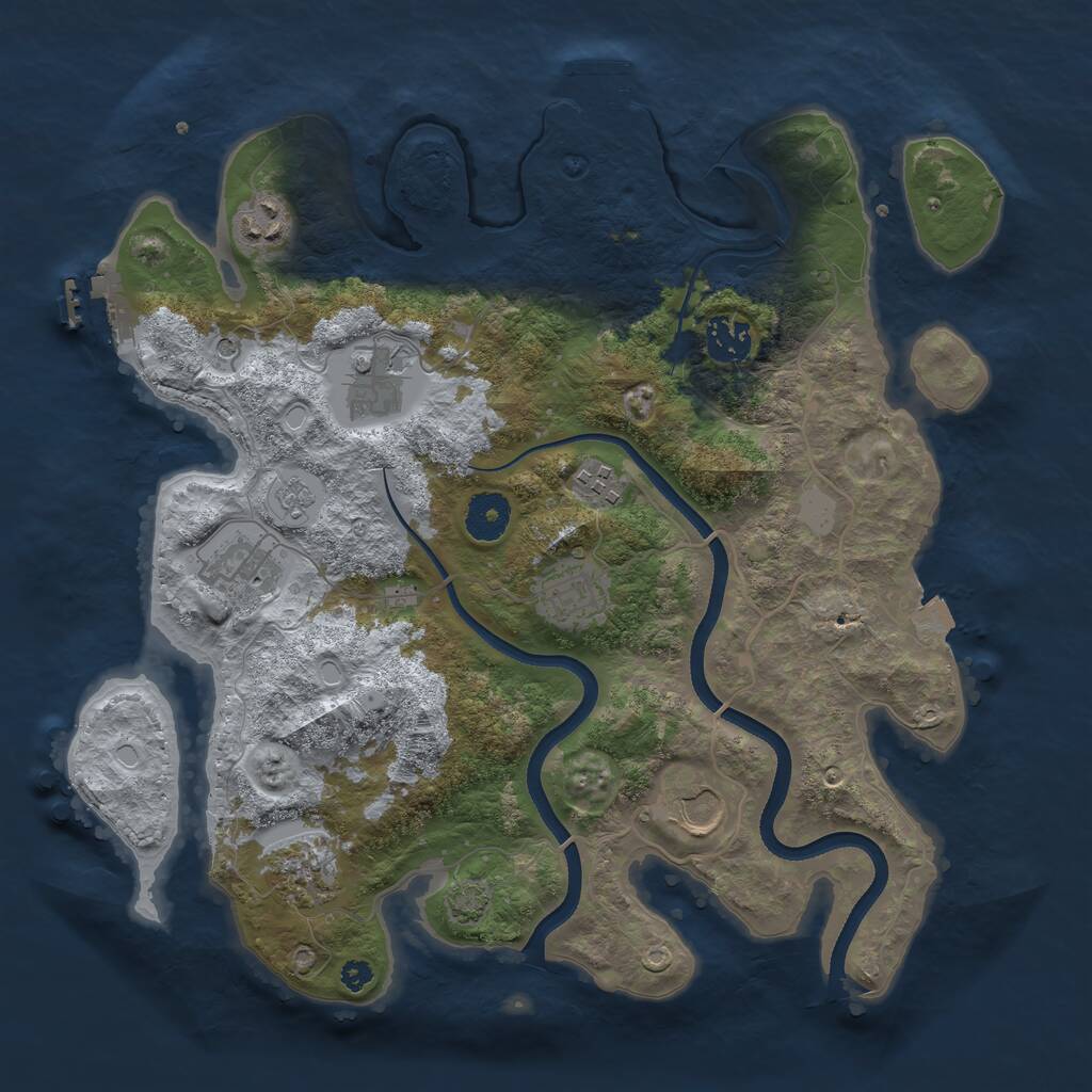 Rust Map: Procedural Map, Size: 3500, Seed: 83914, 14 Monuments