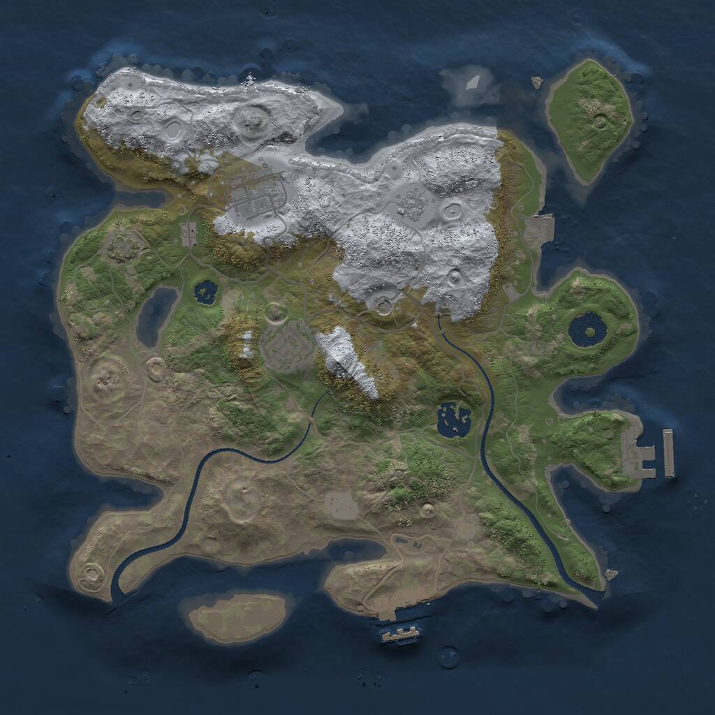 Rust Map: Procedural Map, Size: 3000, Seed: 1142310250, 9 Monuments