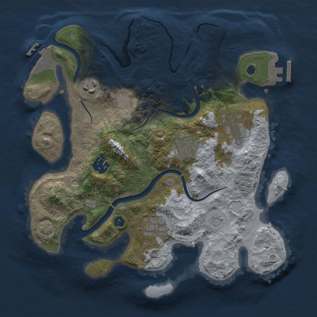 Rust Map: Procedural Map, Size: 3000, Seed: 463595, 12 Monuments