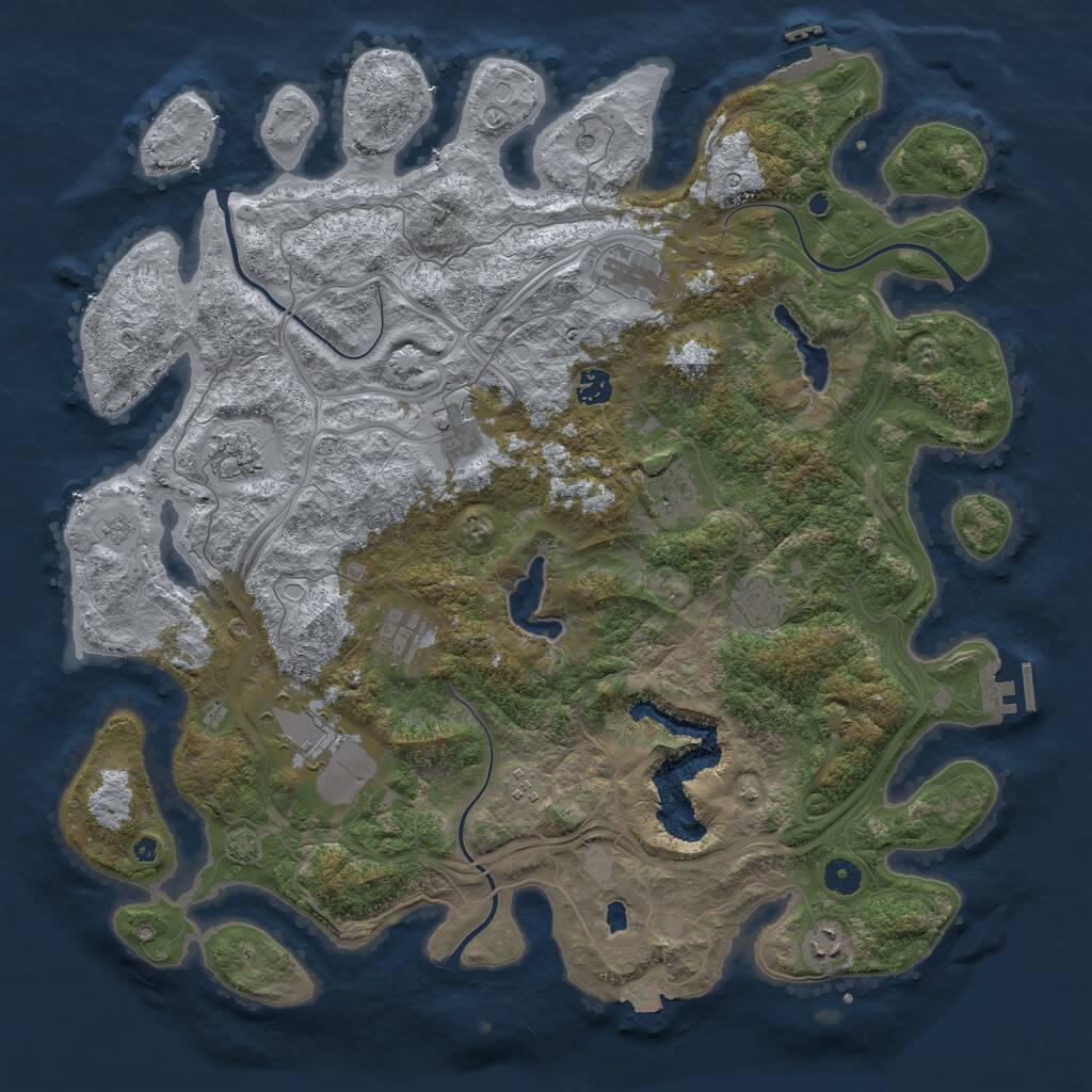 Rust Map: Procedural Map, Size: 4500, Seed: 1843073521, 16 Monuments