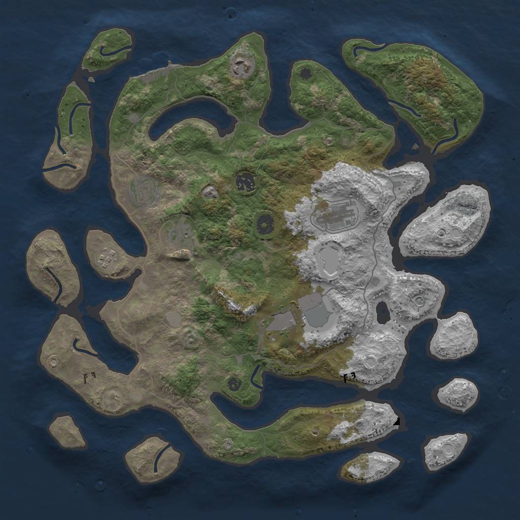 Rust Map: Procedural Map, Size: 4000, Seed: 653134, 14 Monuments