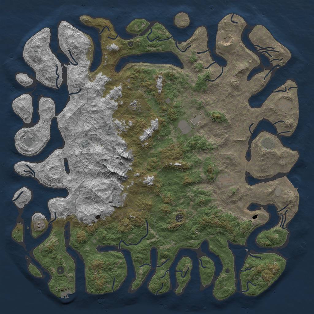 Rust Map: Procedural Map, Size: 6000, Seed: 452351435, 19 Monuments
