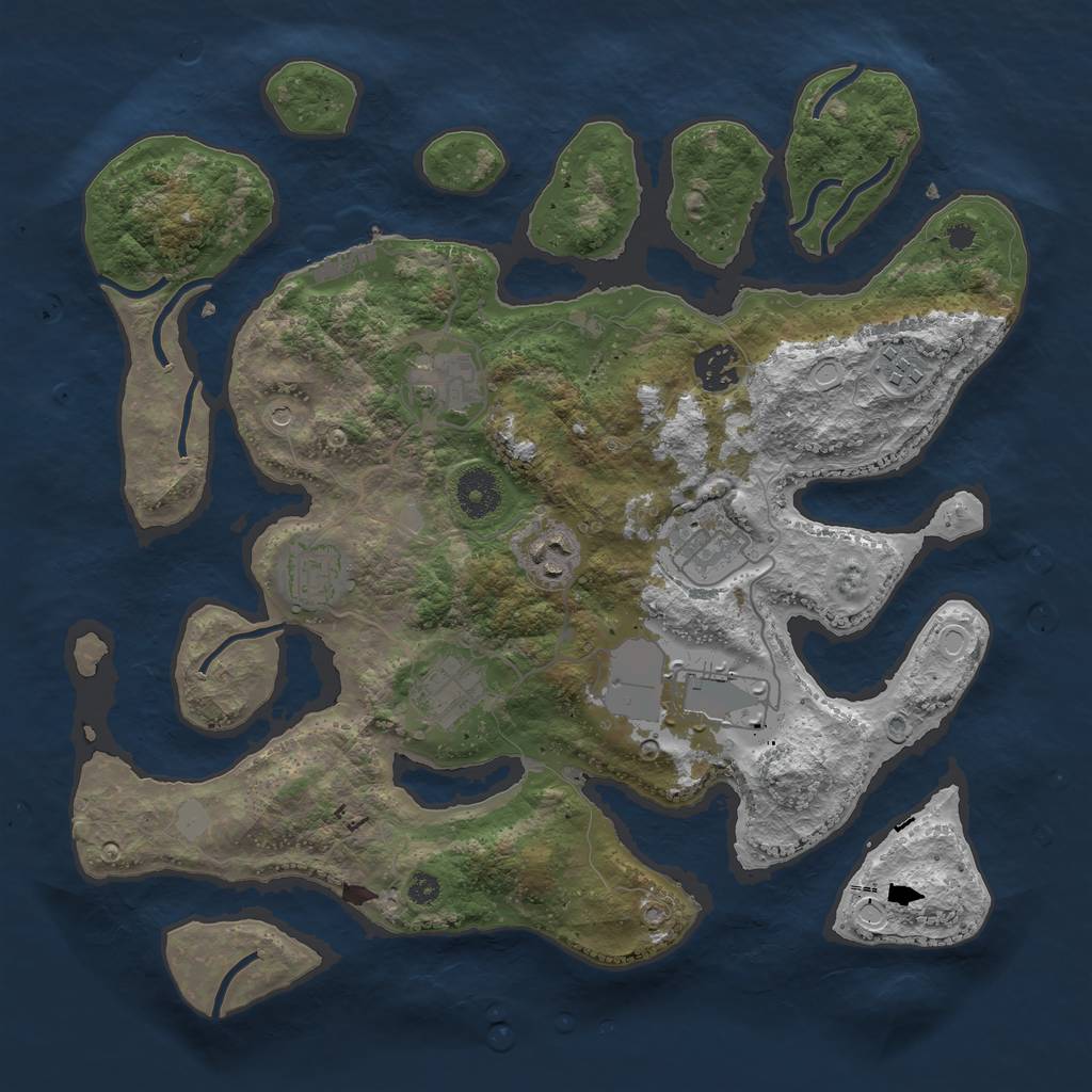 Rust Map: Procedural Map, Size: 3550, Seed: 552236, 15 Monuments