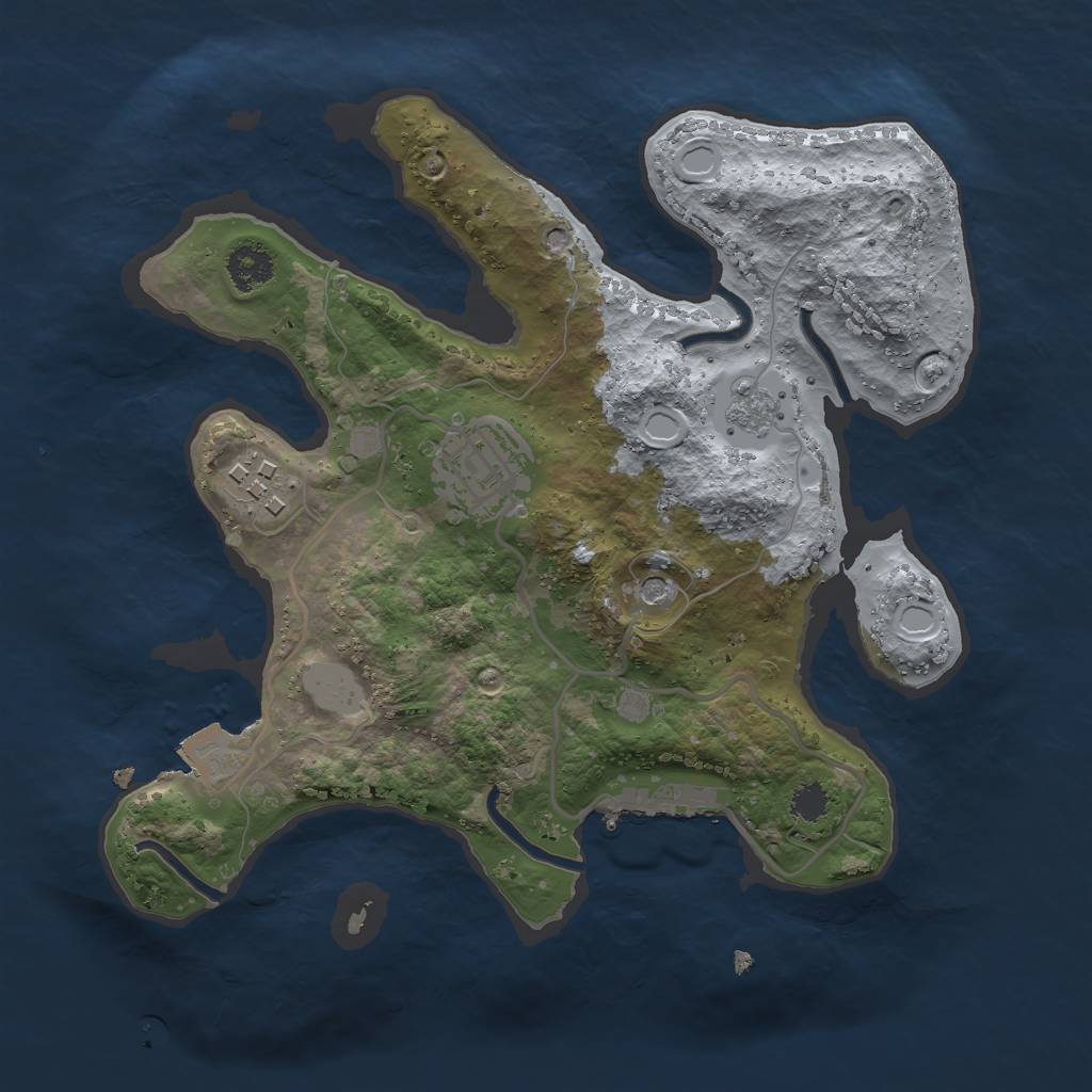 Rust Map: Procedural Map, Size: 2500, Seed: 10500, 8 Monuments
