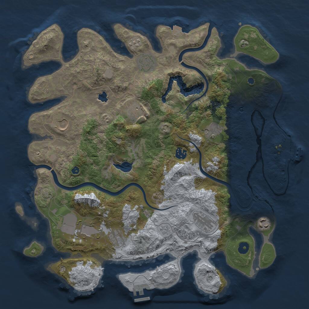 Rust Map: Procedural Map, Size: 4000, Seed: 6969696, 16 Monuments