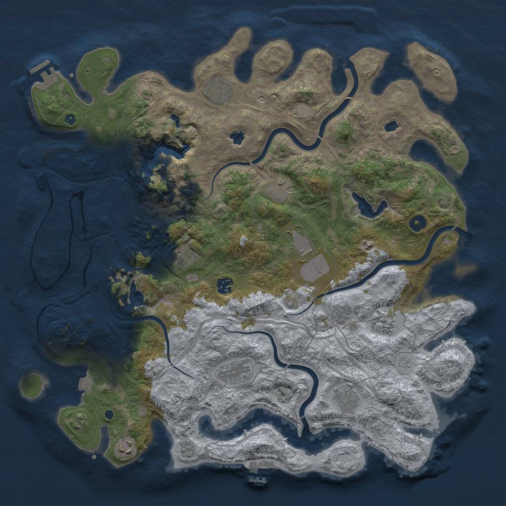 Rust Map: Procedural Map, Size: 4600, Seed: 3625986, 16 Monuments