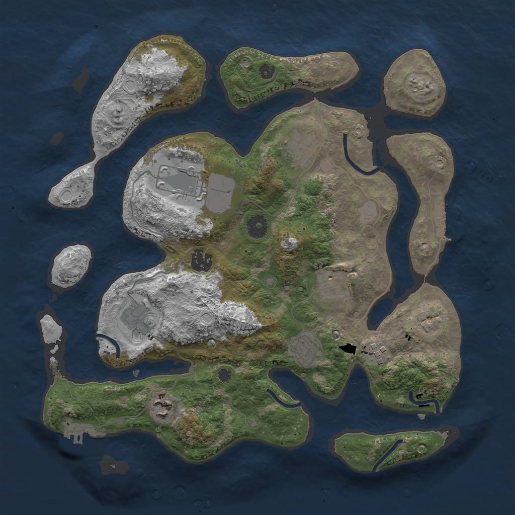 Rust Map: Procedural Map, Size: 3500, Seed: 1726914413, 15 Monuments