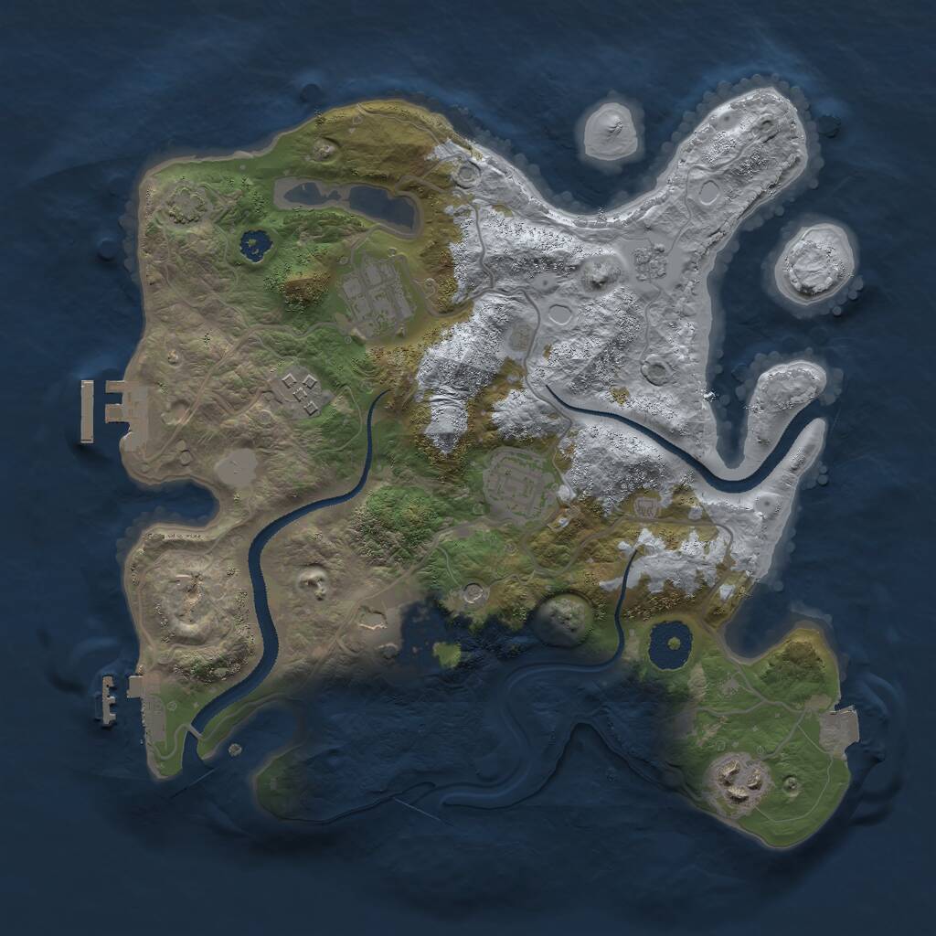 Rust Map: Procedural Map, Size: 3000, Seed: 909999840, 11 Monuments