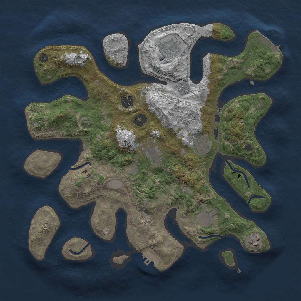 Rust Map: Procedural Map, Size: 3500, Seed: 372466, 15 Monuments