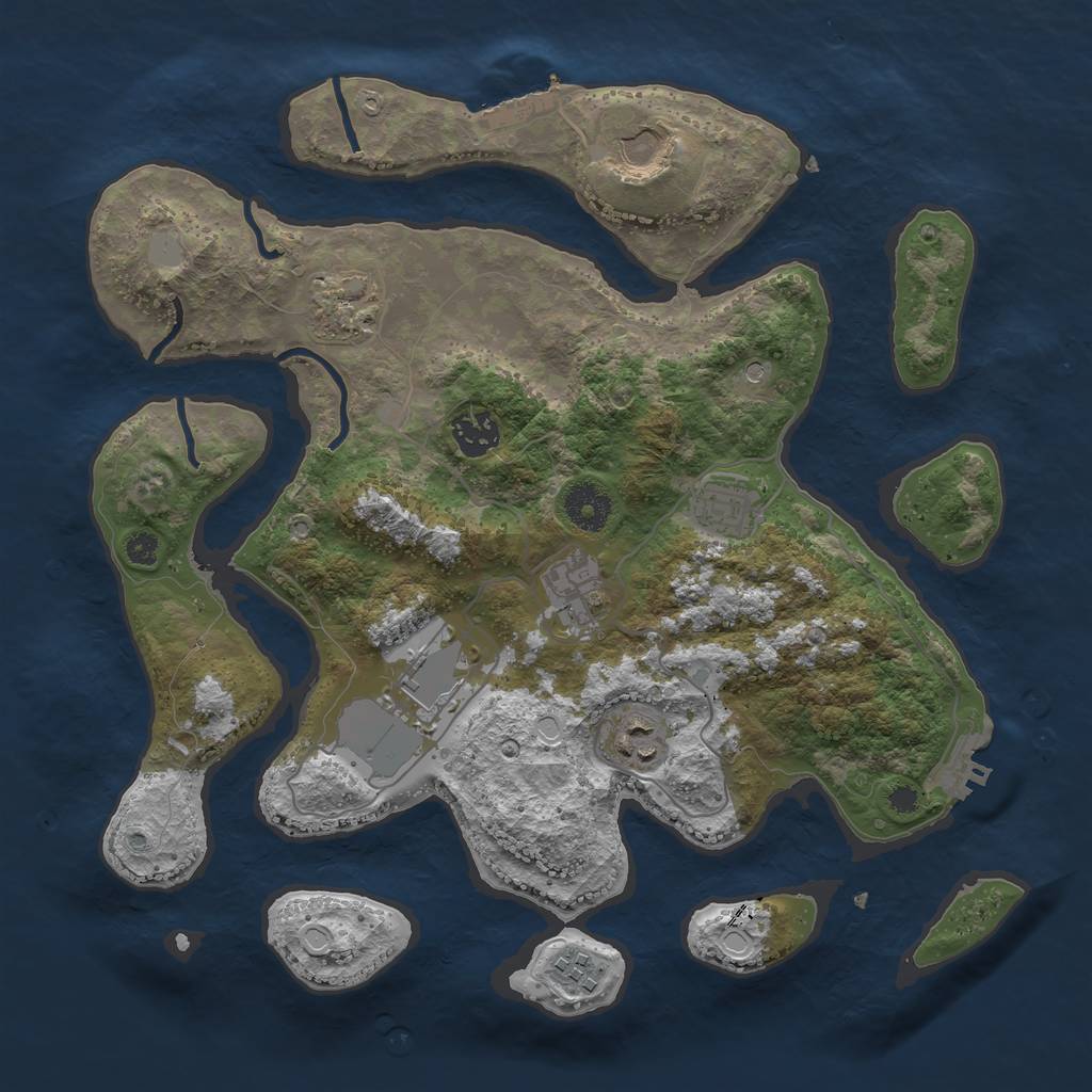 Rust Map: Procedural Map, Size: 3500, Seed: 28635503, 16 Monuments