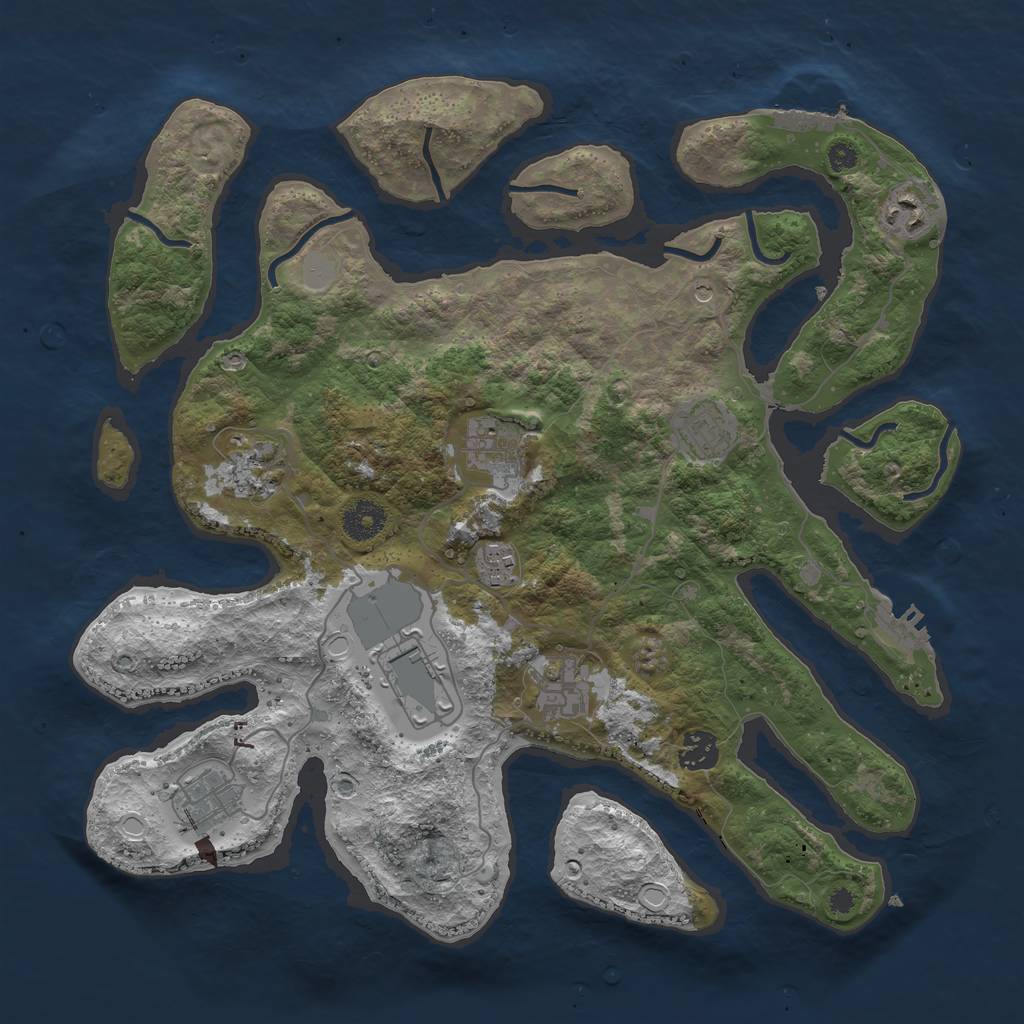 Rust Map: Procedural Map, Size: 3700, Seed: 265377370, 17 Monuments
