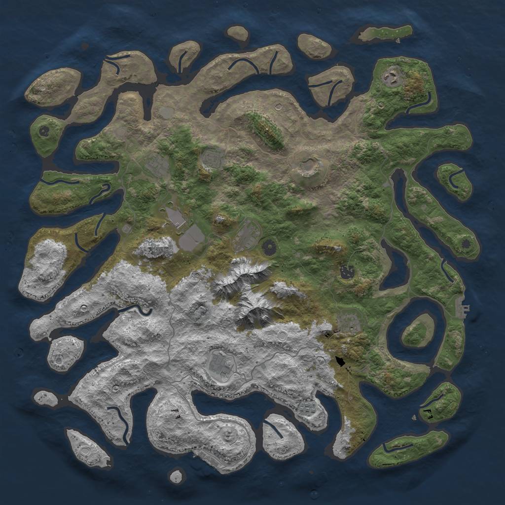 Rust Map: Procedural Map, Size: 5000, Seed: 958368554, 18 Monuments