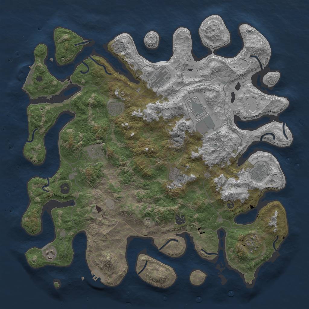 Rust Map: Procedural Map, Size: 4400, Seed: 268464, 18 Monuments