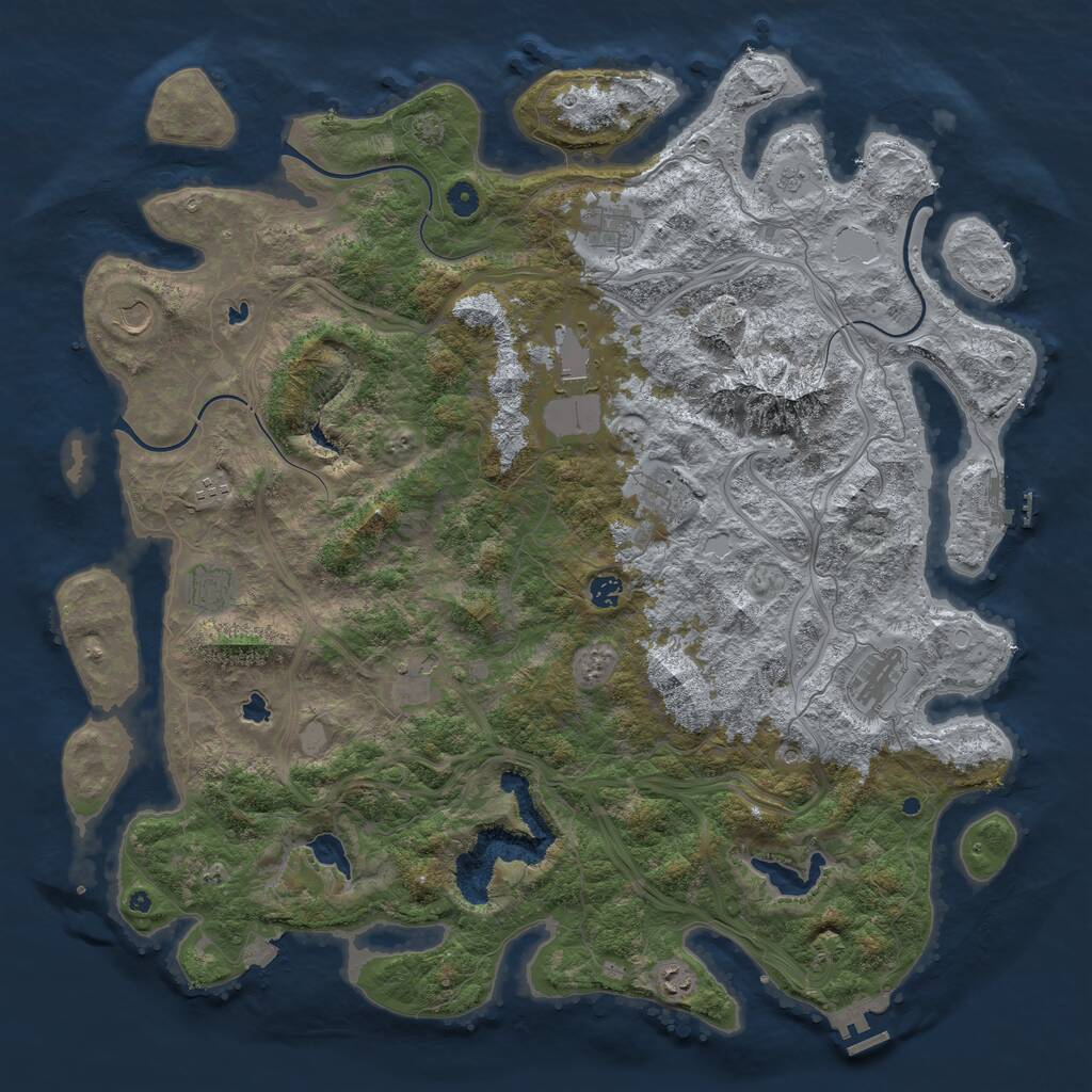 Rust Map: Procedural Map, Size: 5000, Seed: 740696, 16 Monuments