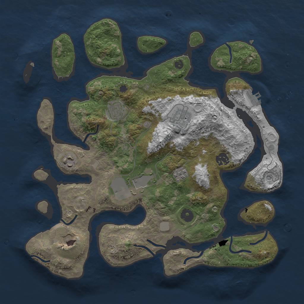 Rust Map: Procedural Map, Size: 3550, Seed: 709285, 14 Monuments