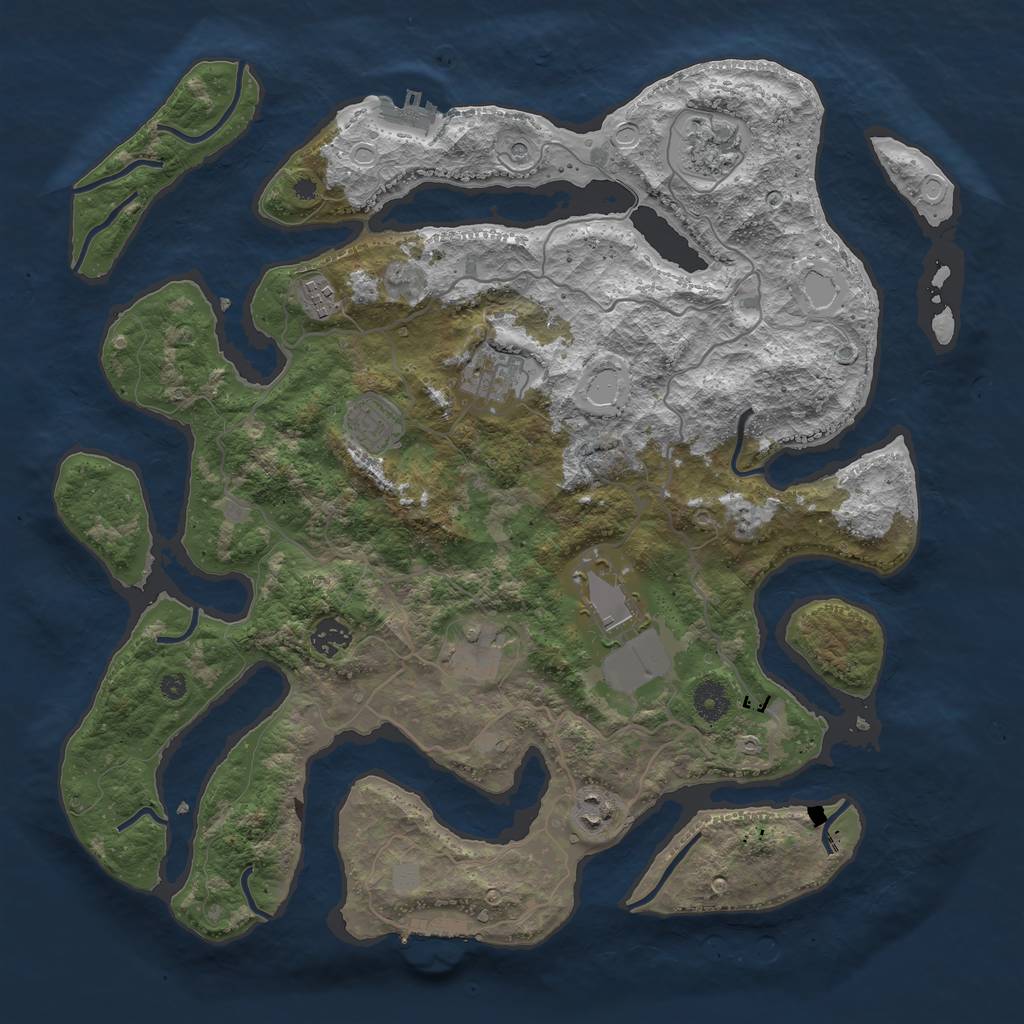 Rust Map: Procedural Map, Size: 4000, Seed: 108975, 16 Monuments
