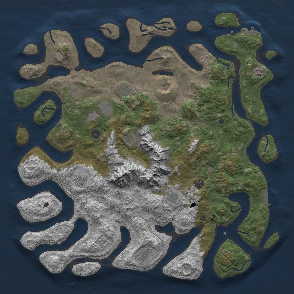 Rust Map: Procedural Map, Size: 5000, Seed: 6968834, 19 Monuments