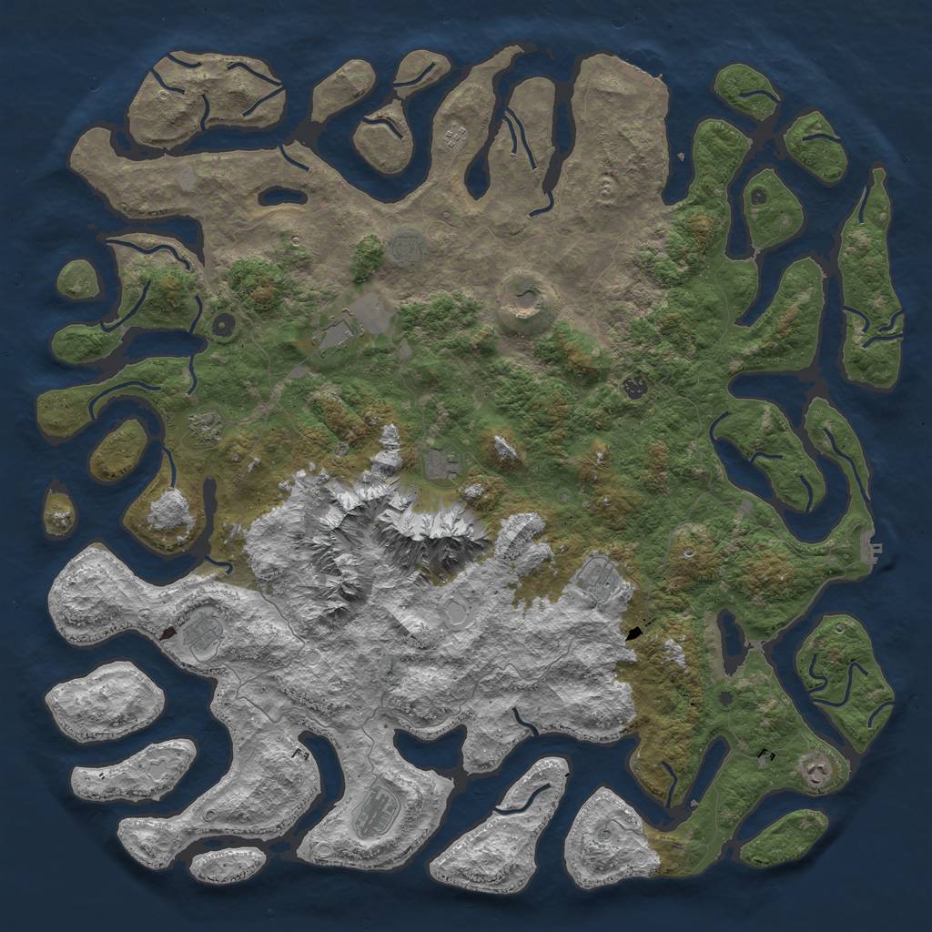 Rust Map: Procedural Map, Size: 6000, Seed: 6968834, 19 Monuments