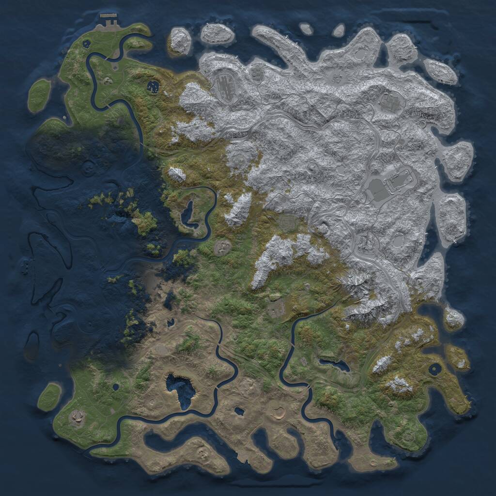 Rust Map: Procedural Map, Size: 6000, Seed: 474356588, 17 Monuments