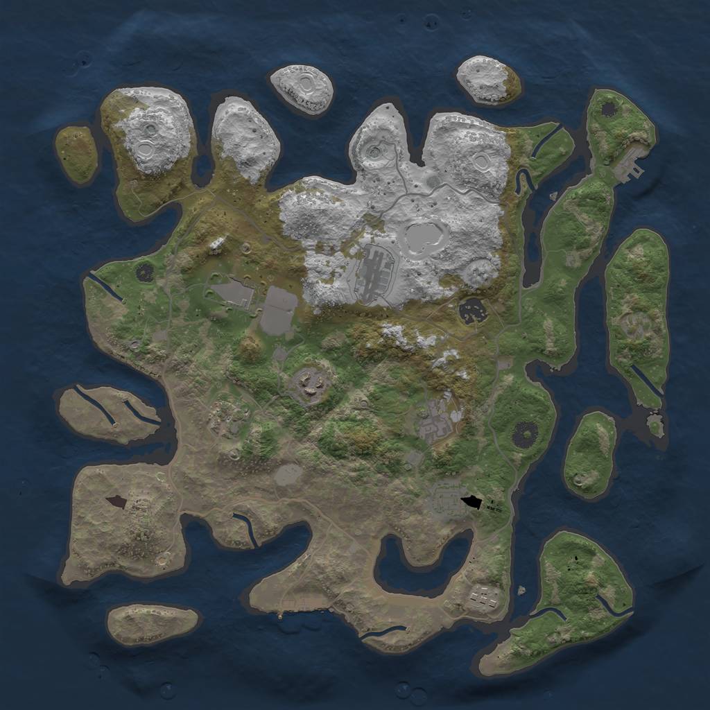 Rust Map: Procedural Map, Size: 4000, Seed: 394459091, 16 Monuments