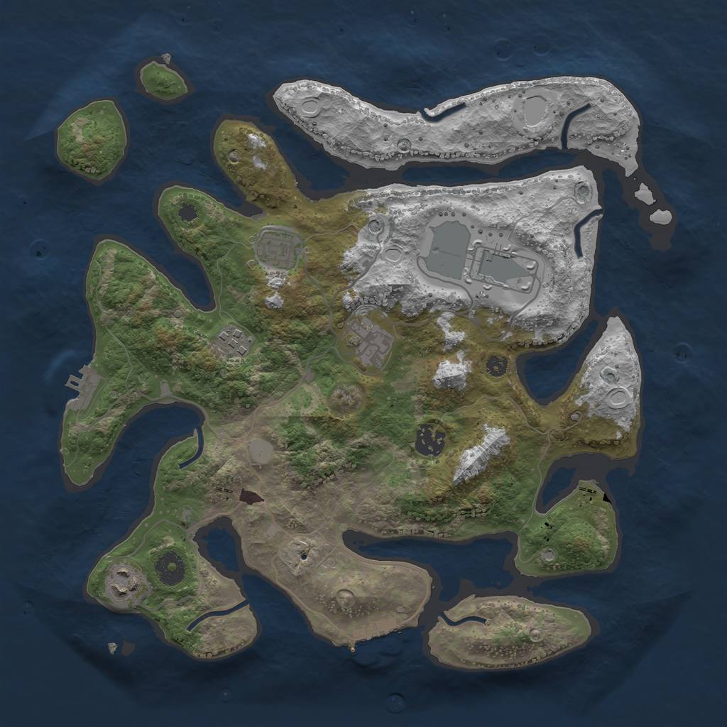 Rust Map: Procedural Map, Size: 3500, Seed: 7723, 14 Monuments