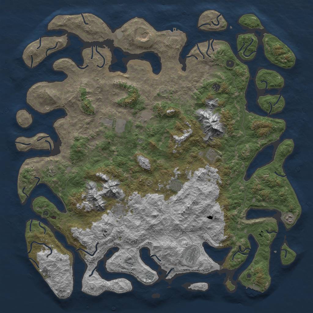 Rust Map: Procedural Map, Size: 6000, Seed: 11282012, 19 Monuments