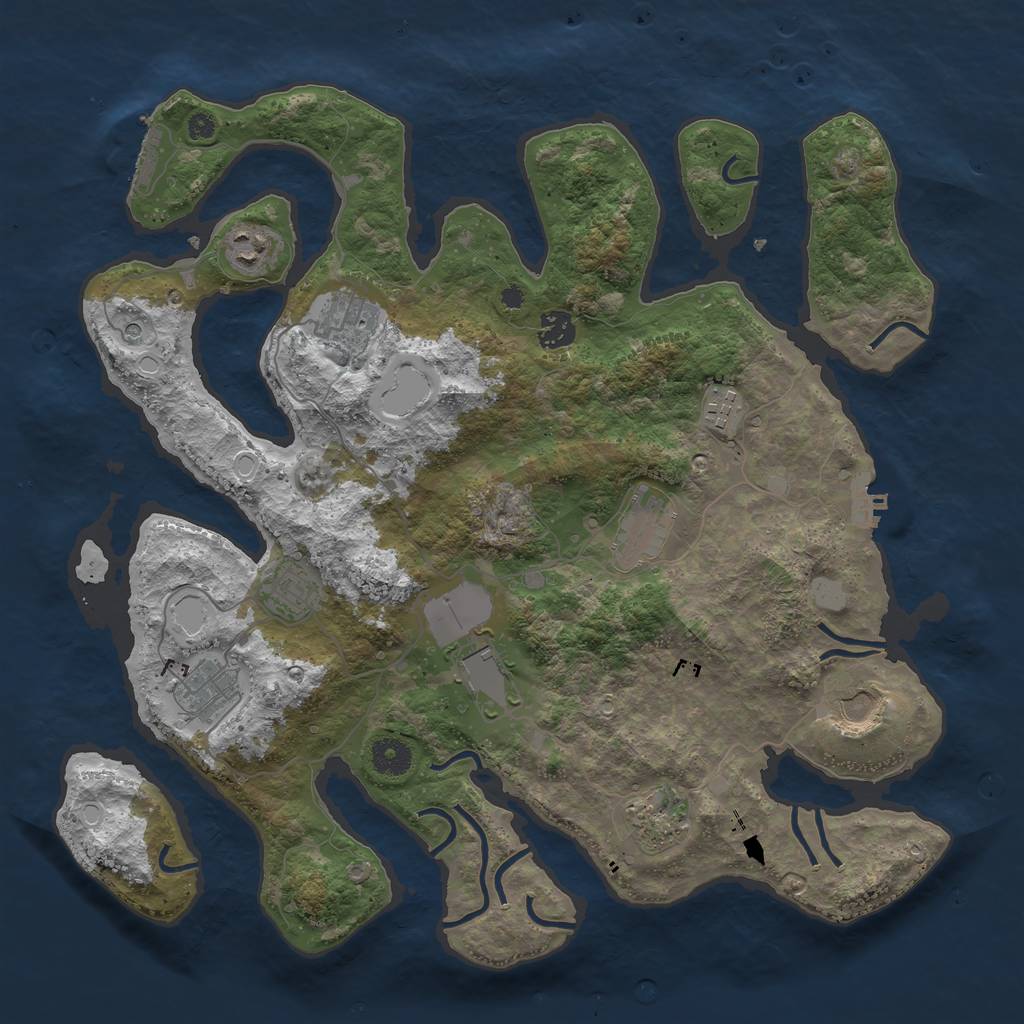 Rust Map: Procedural Map, Size: 3950, Seed: 1443308463, 18 Monuments