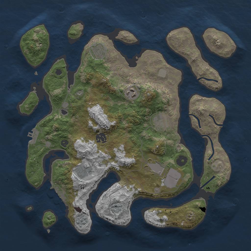 Rust Map: Procedural Map, Size: 3500, Seed: 1267608445, 15 Monuments