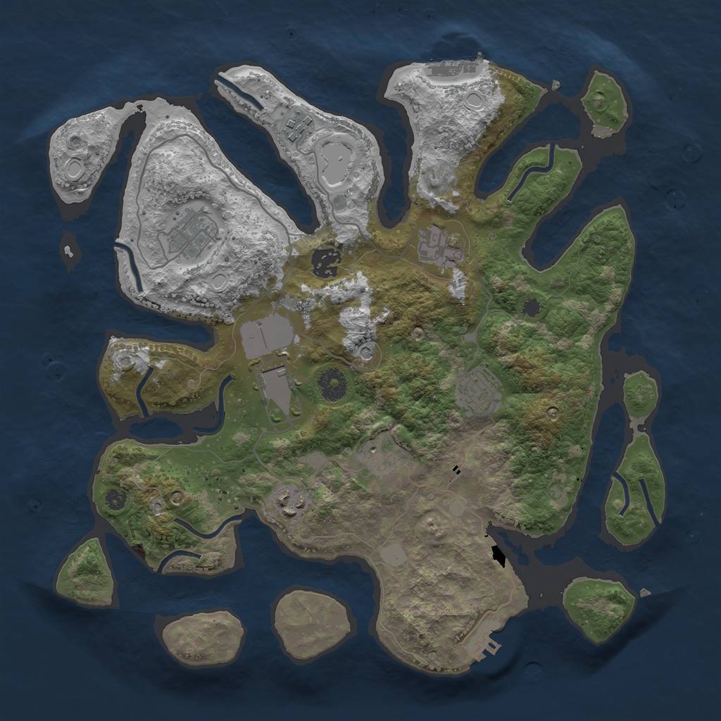 Rust Map: Procedural Map, Size: 3550, Seed: 268154, 16 Monuments