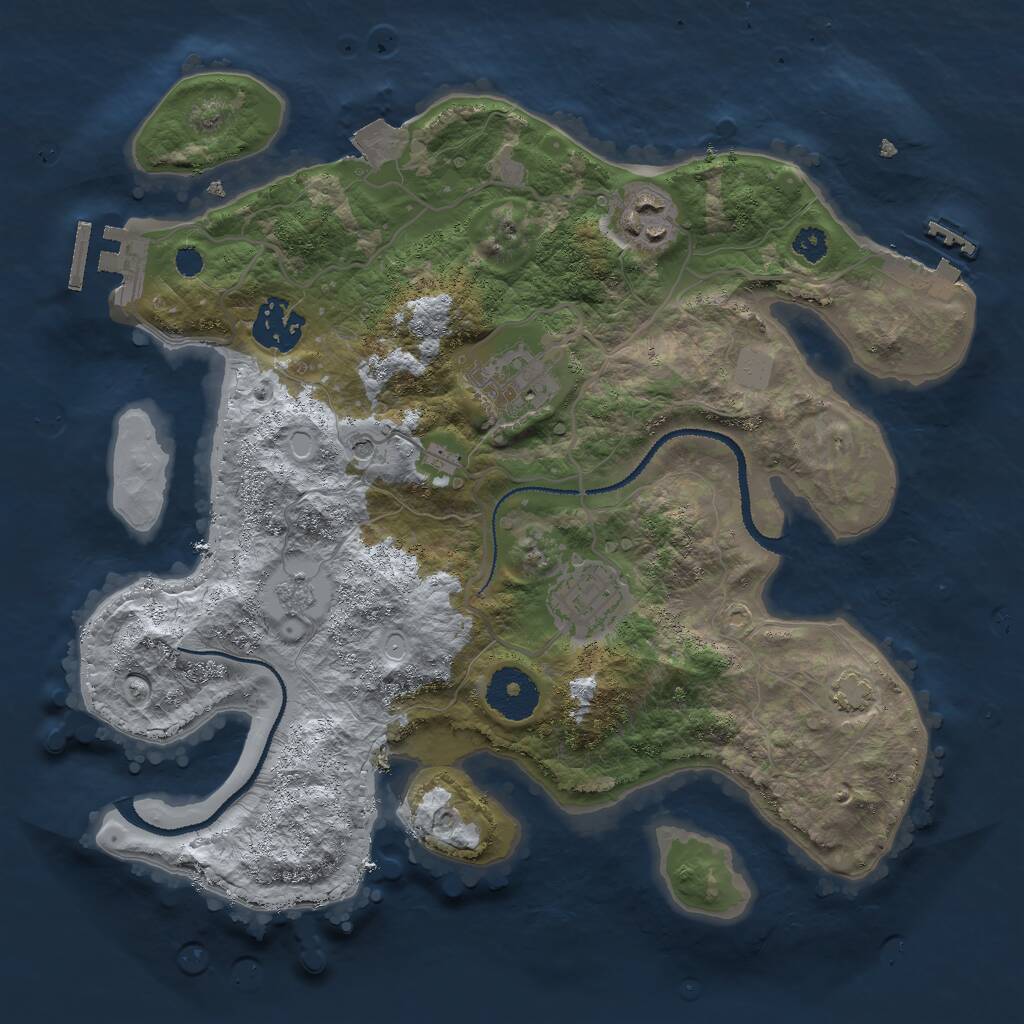 Rust Map: Procedural Map, Size: 3000, Seed: 162345, 10 Monuments