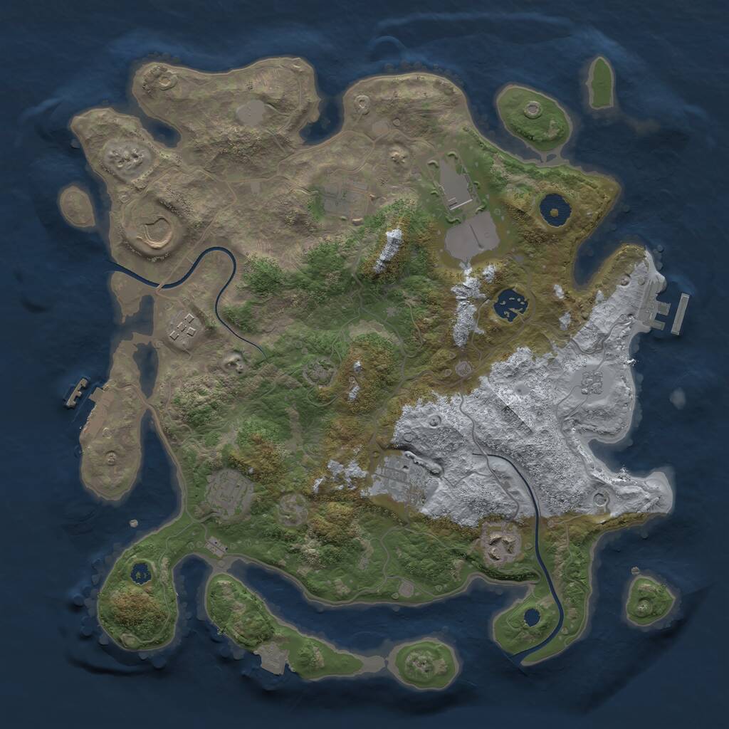 Rust Map: Procedural Map, Size: 3550, Seed: 667525, 14 Monuments