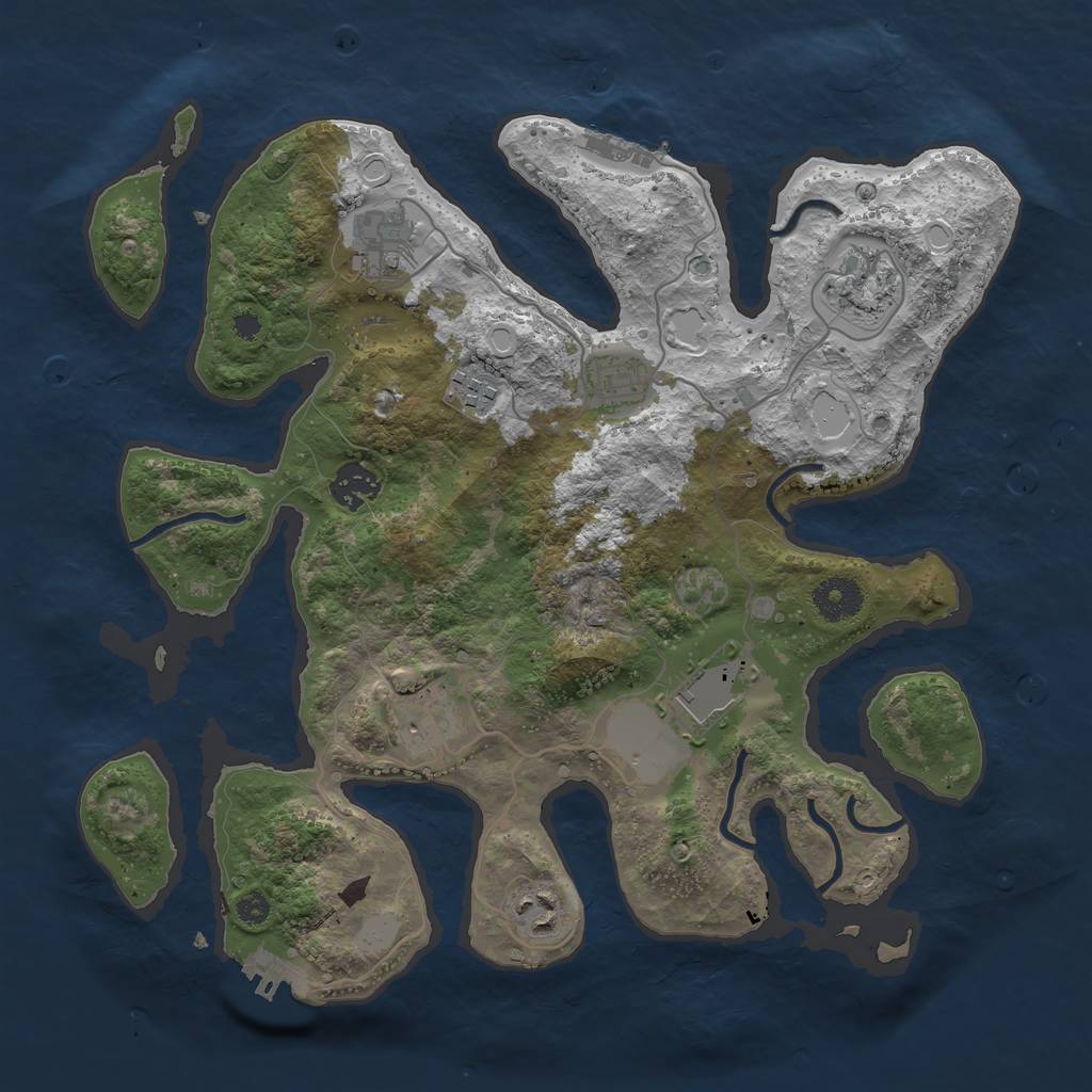 Rust Map: Procedural Map, Size: 3500, Seed: 202187870, 15 Monuments